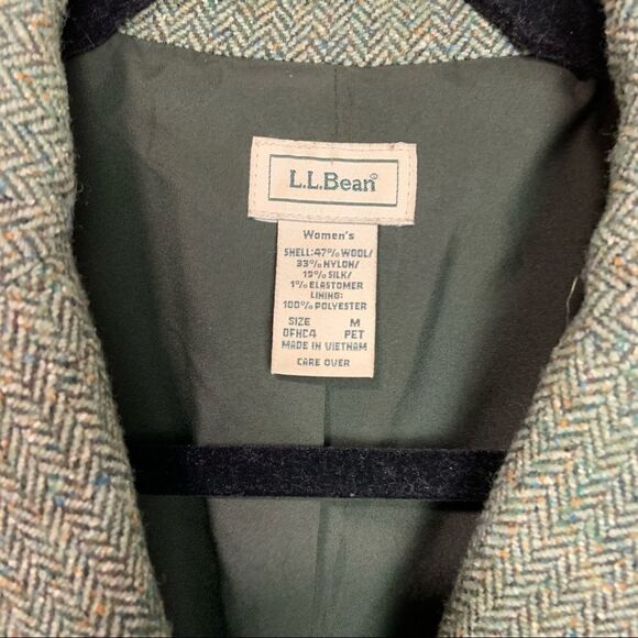 Vintage L.L. Bean Wool Herringbone Tweed Blazer size Medium Petite (N22) - Picture 5 of 6